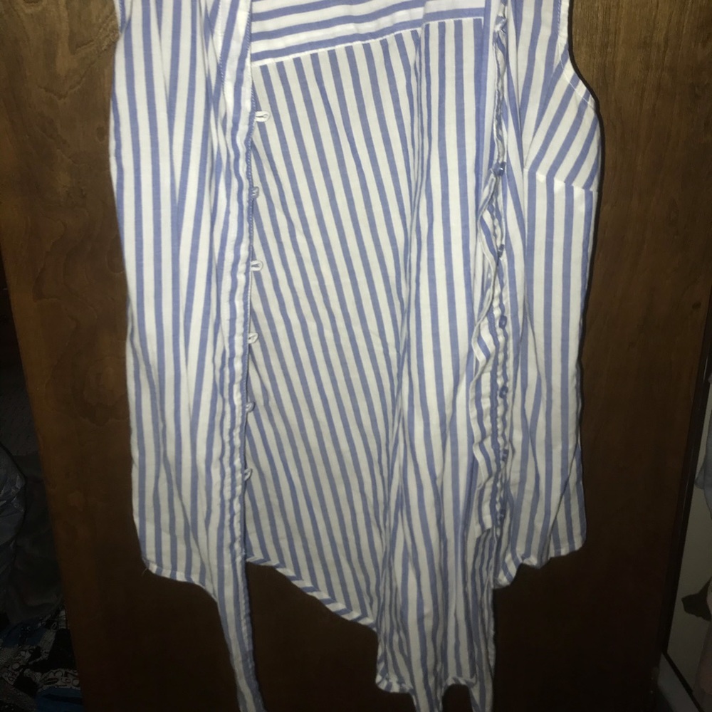 Striped button-up sleeveless top